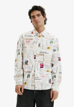 Desigual Long-Sleeve Newspaper - Camicia - White
