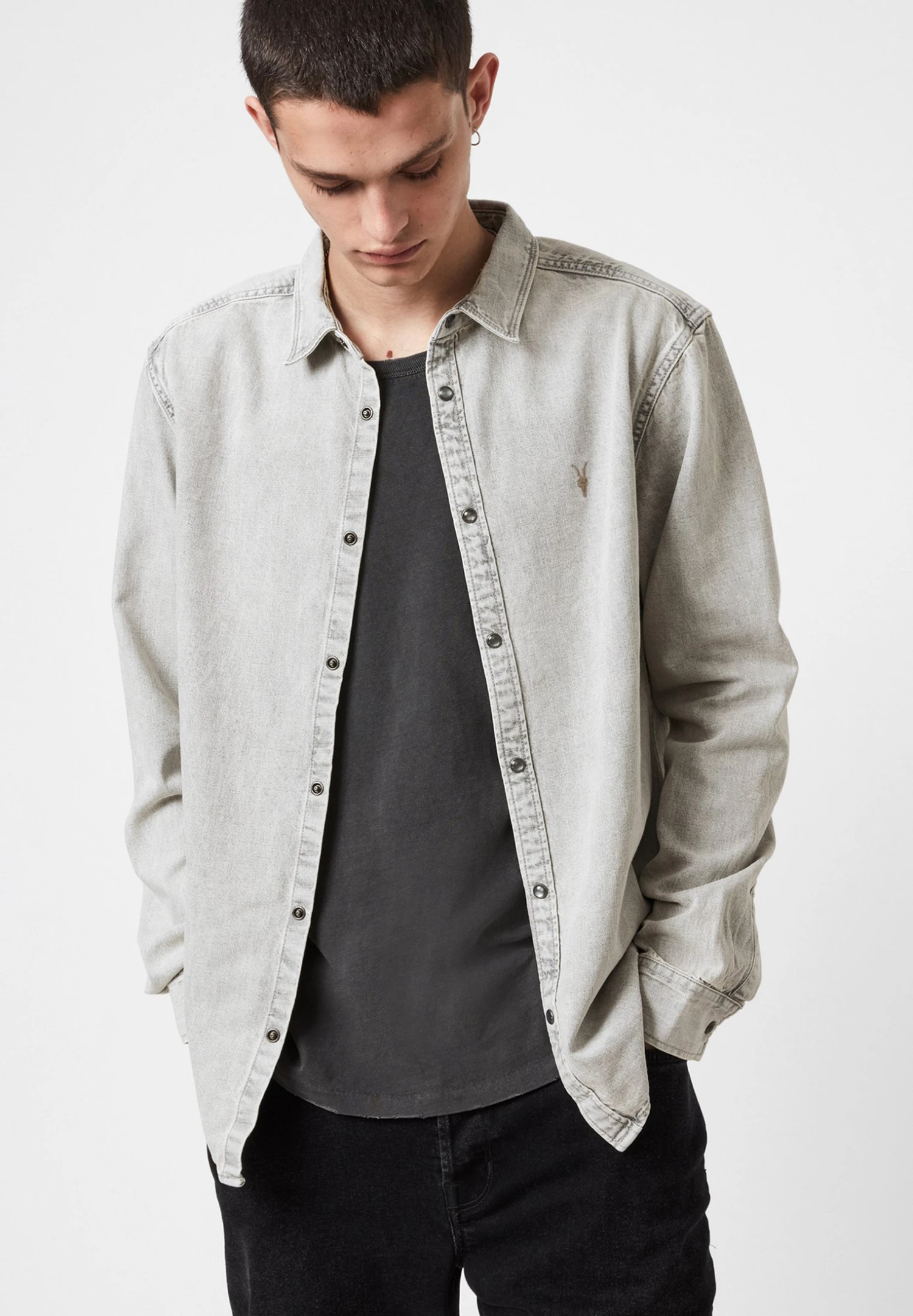 AllSaints Gleason - Camicia - Grey 3 AllSaints Gleason - Camicia - Grey - immagine 3