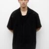 PULL & BEAR Short Sleeve Black Openwork CamiciaBlack Uomo Camicie PUC22D0K4-Q11