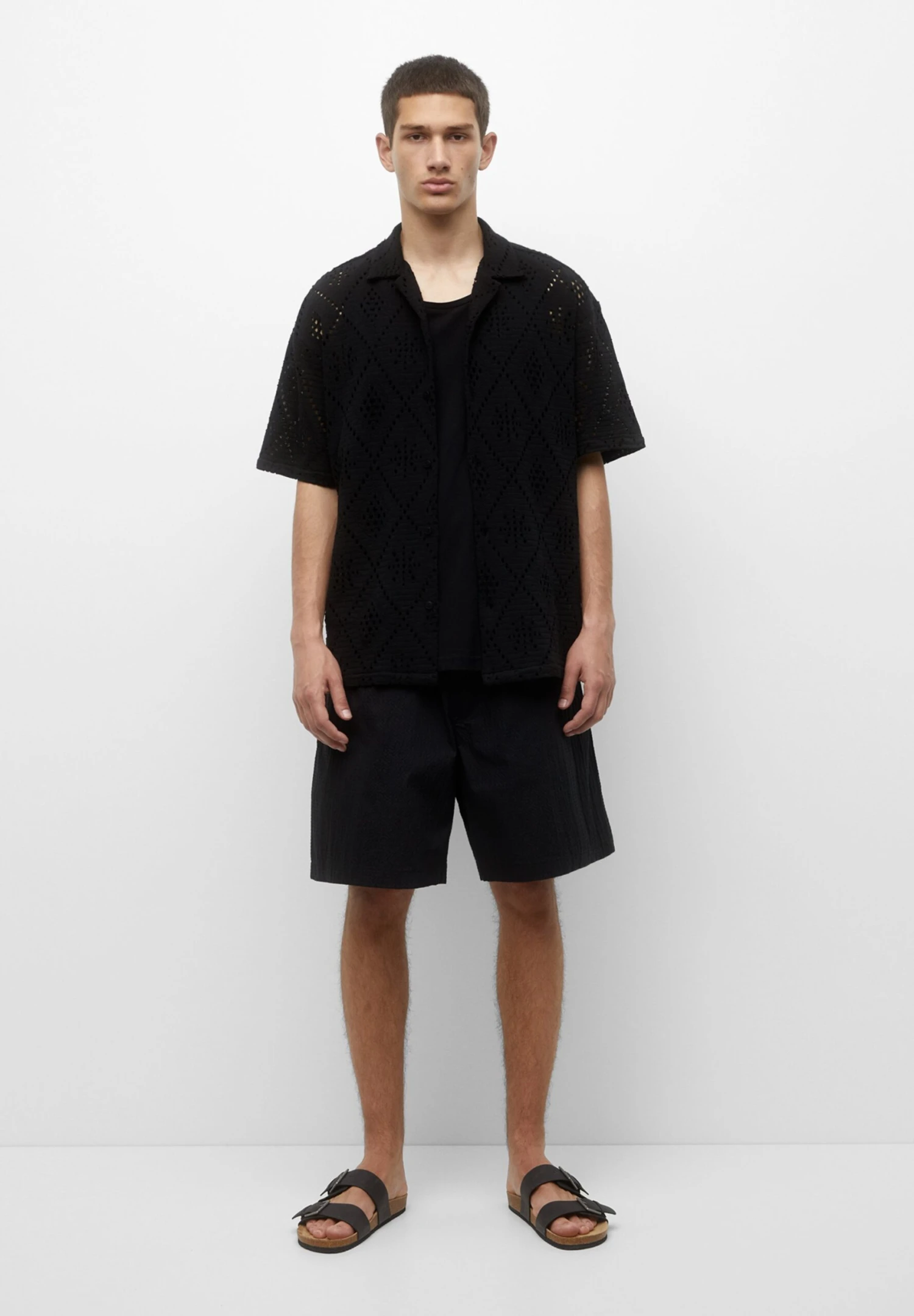 PULL & BEAR Short Sleeve Black Openwork CamiciaBlack Uomo Camicie PUC22D0K4-Q11 2 PULL & BEAR Short Sleeve Black Openwork CamiciaBlack Uomo Camicie PUC22D0K4-Q11 - immagine 2