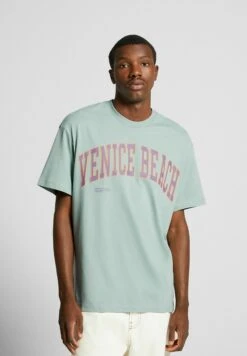 BERSHKA Short Sleeve BoxyT-Shirt Con StampaLight Green Uomo T-shirt E Polo BEJ22O0TQ-M11