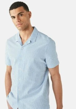 Marks & Spencer Pure Cotton Striped Revere - Camicia - Blue Mix