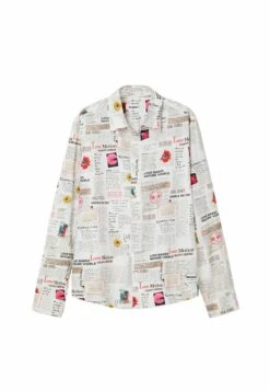Desigual Long-Sleeve Newspaper - Camicia - White -Vendite Boss 757aecc1b9cf44ccb3b772d53a0bae95