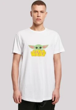 F4NT4STIC Long Cut 'Star Wars Mandalorian Child With Logo'T-Shirt Con StampaWhite Uomo T-shirt E Polo FAG22O0EX-A11