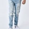 Avec Inscription Sur La JambeJeans A SigarettaBleu Clair Uomo Jeans PRK22G011-K11