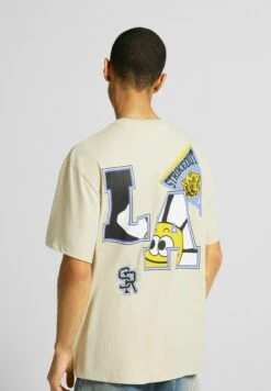 BERSHKA Short Sleeve BoxyT-Shirt Con StampaCamel Uomo T-shirt E Polo BEJ22O0TJ-B11