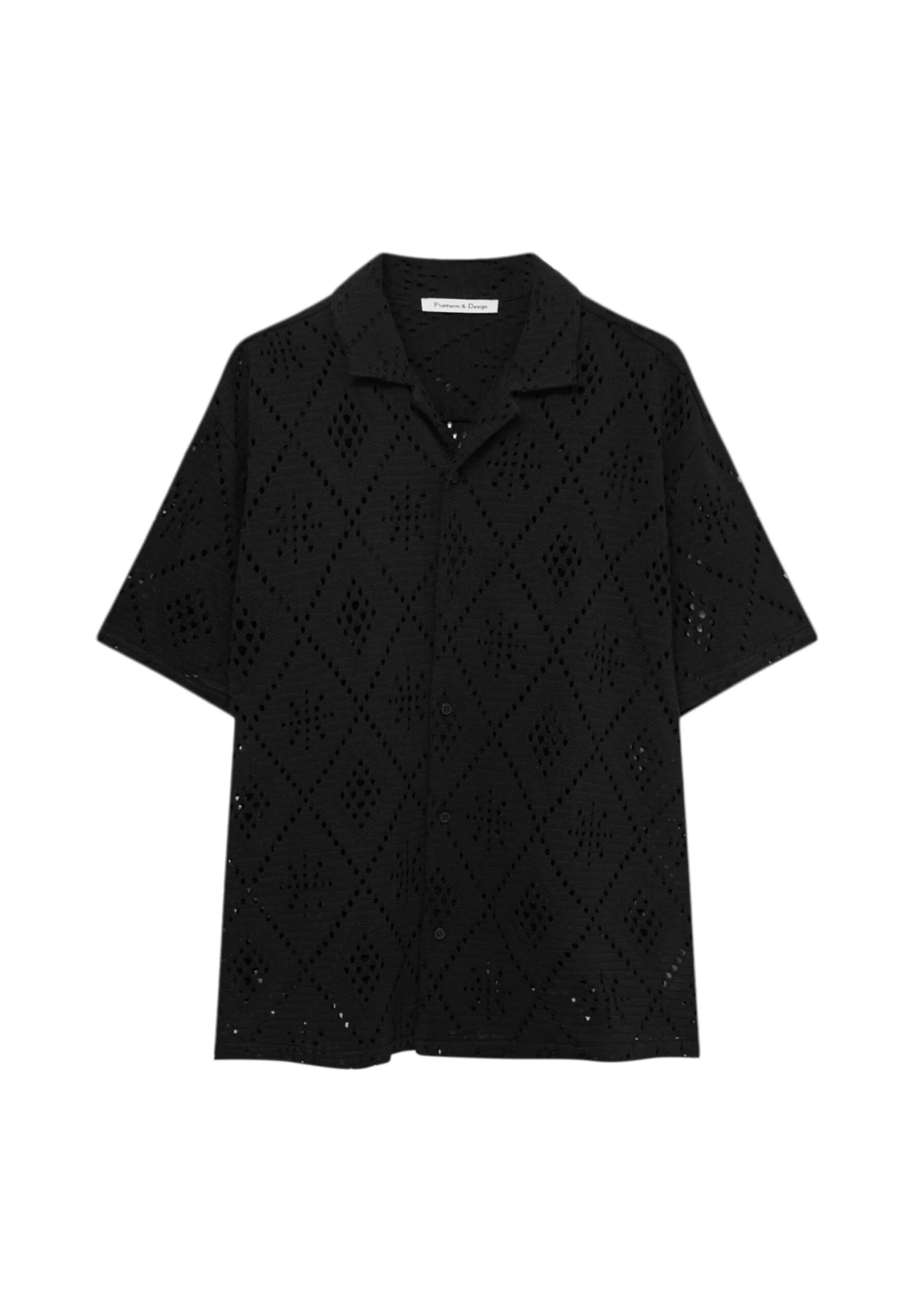 PULL & BEAR Short Sleeve Black Openwork CamiciaBlack Uomo Camicie PUC22D0K4-Q11 6 PULL & BEAR Short Sleeve Black Openwork CamiciaBlack Uomo Camicie PUC22D0K4-Q11 - immagine 6