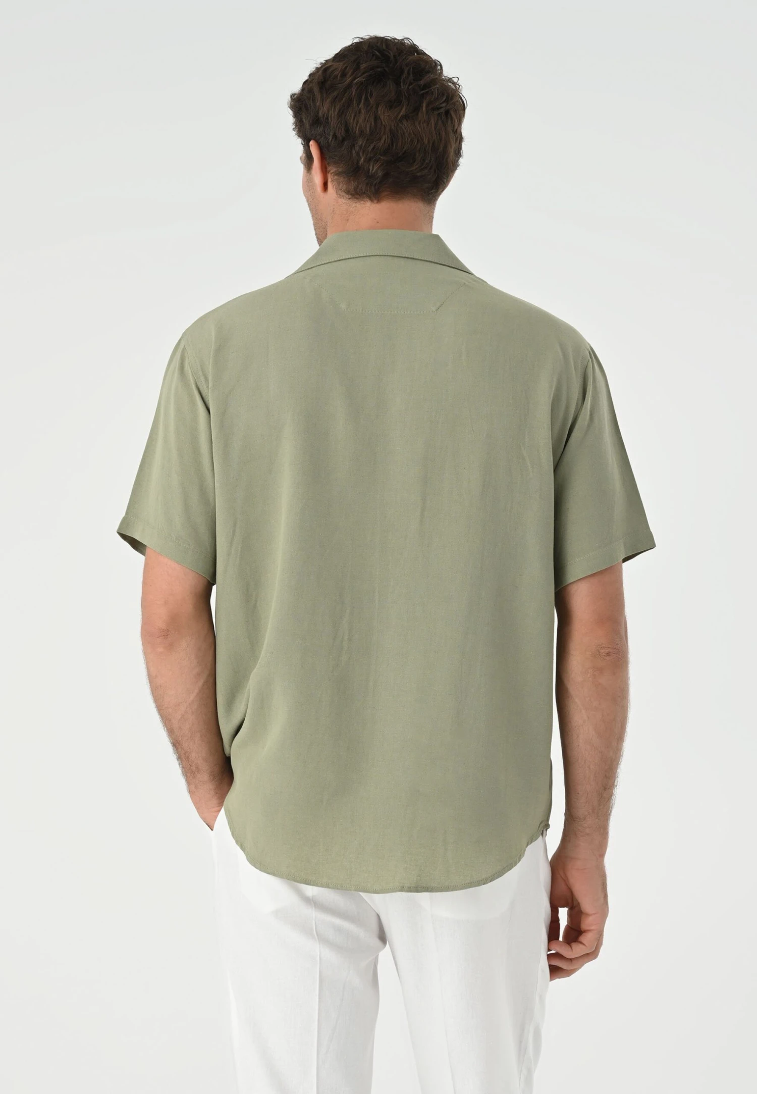 Lapel Collar Short Sleeve CamiciaKhaki Uomo Camicie AI722D02G-N11 3 Lapel Collar Short Sleeve CamiciaKhaki Uomo Camicie AI722D02G-N11 - immagine 3