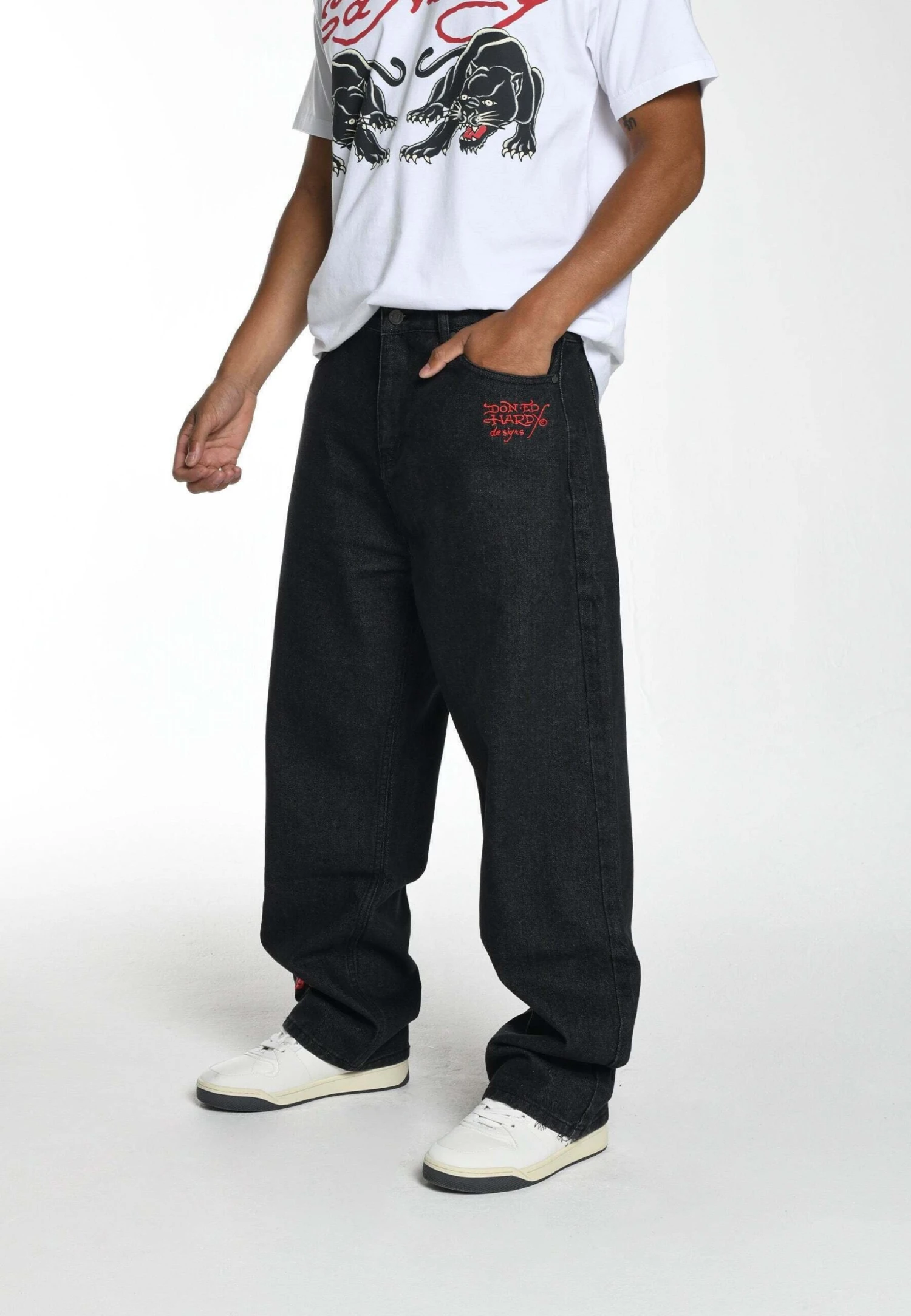 Ed Hardy Snake Sever Tattoo Graphic - Jeans Baggy - Black 3 Ed Hardy Snake Sever Tattoo Graphic - Jeans Baggy - Black - immagine 3