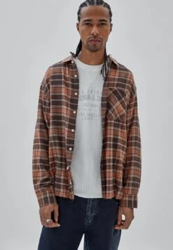 Guess Flanell Mit Gingham-KaroprintCamiciaMehrfarbig Braun Uomo Camicie GU122D0EX-T11