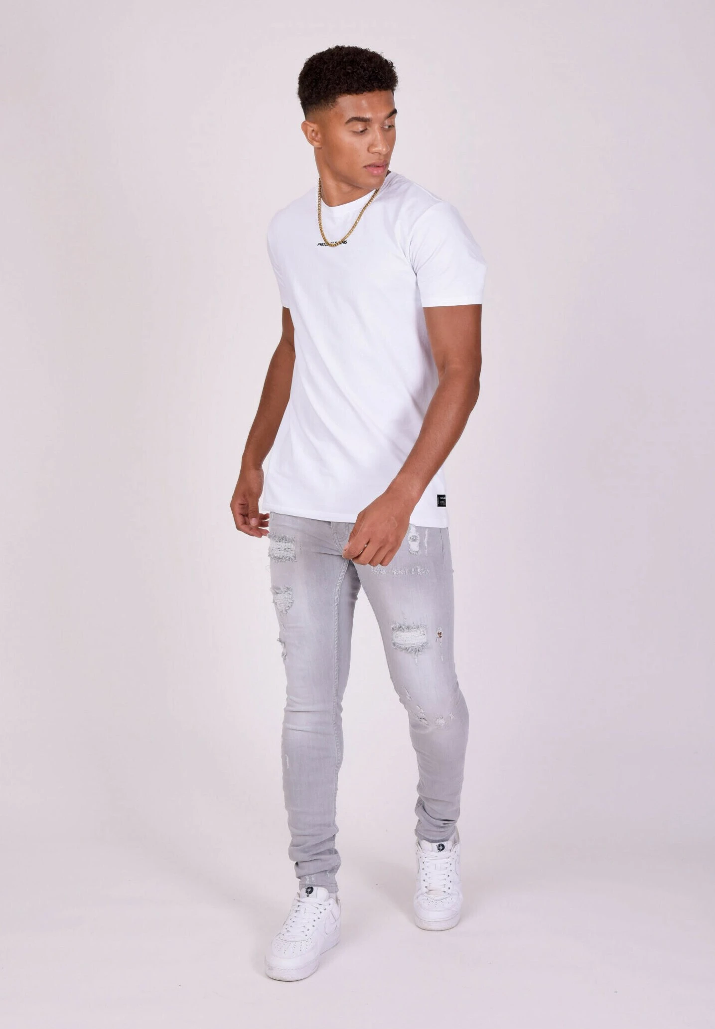 Effet Usé - Jeans Slim Fit - Gris Clair 2 Effet Usé - Jeans Slim Fit - Gris Clair - immagine 2