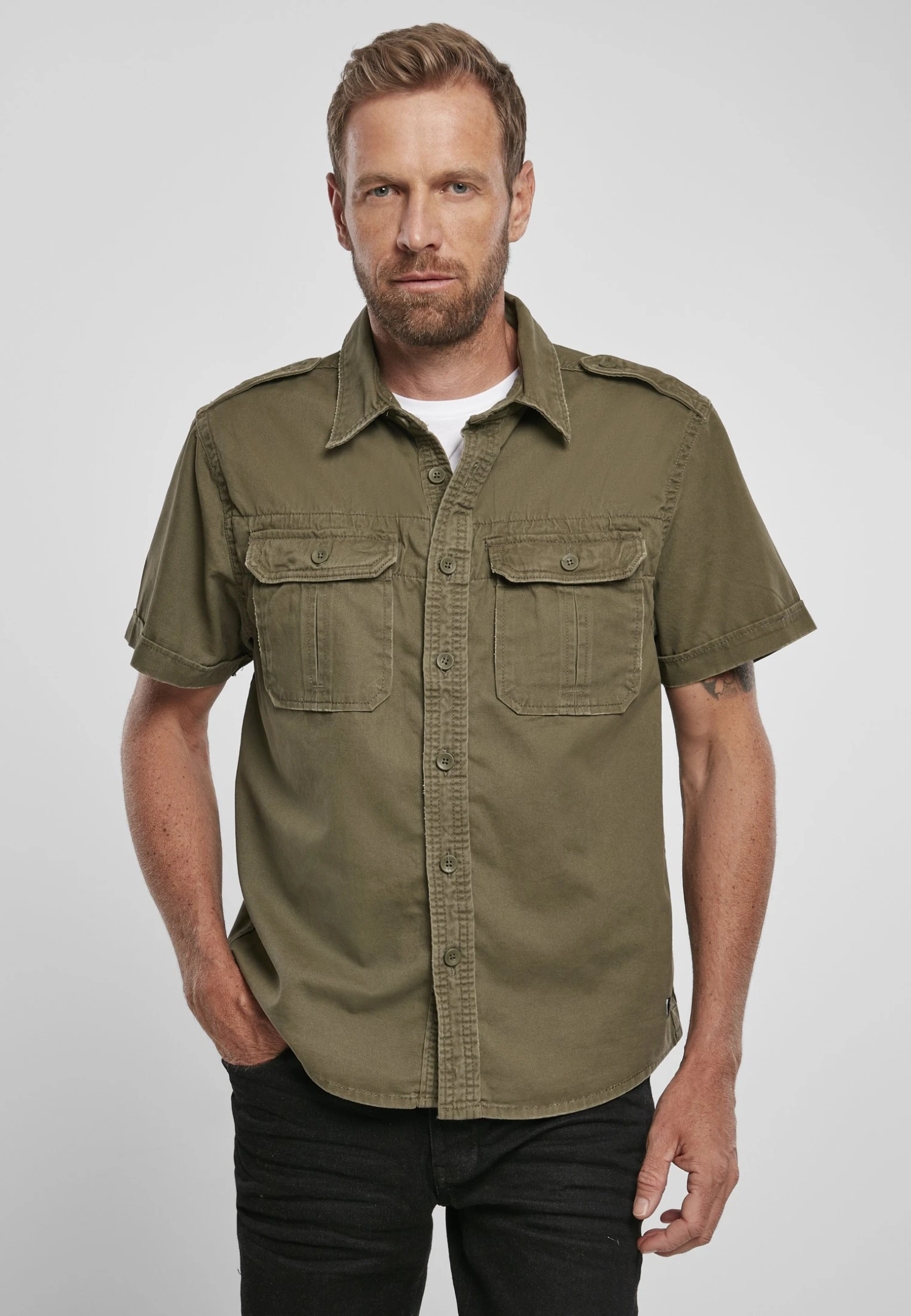 Brandit Vintage - Camicia - Olive 1 Brandit Vintage - Camicia - Olive