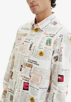 Desigual Long-Sleeve Newspaper - Camicia - White -Vendite Boss f57655b8fb70481b97a9501c52a20d62